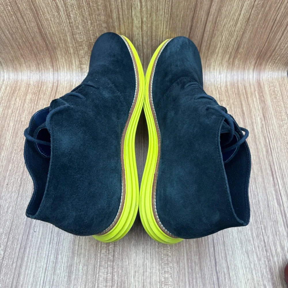 Cole Haan Lunargrand Chukka Black Mens Size 13 Suede Neon Yellow C11185